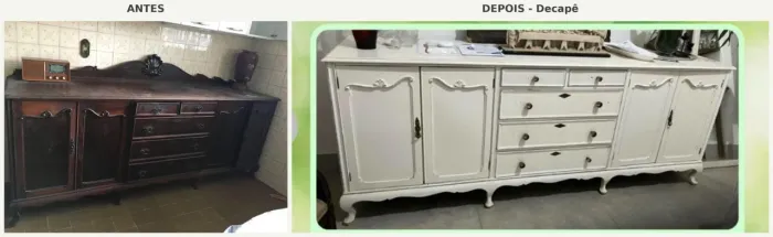 Buffet Provençal Madeira Maciça 2,58m - Decapê - Impecável