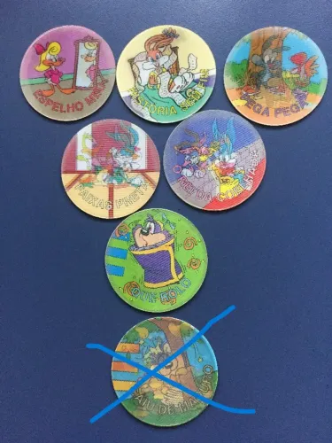 Tazos da coleção Elma Chips Magic, Mega Magic e Hiper Magic Tiny Toon Holográficos