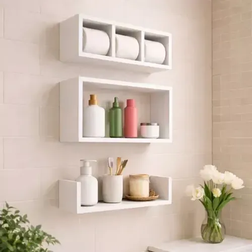 Kit Nichos MDF para Banheiro 3 Peças - Organização e Estilo!