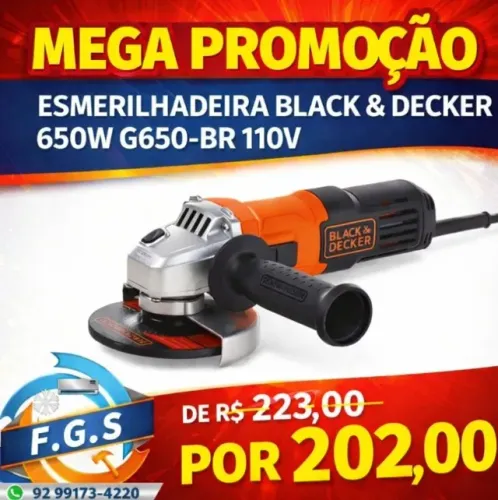 PROMOÇÃO ESMERILHADEIRA BLACK & DECKER 650W G650-BR 110V