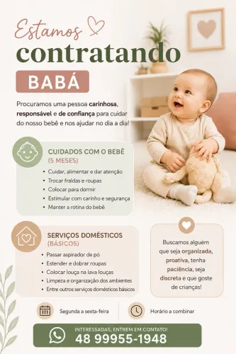 Contrata-Se Babá e serviços gerais