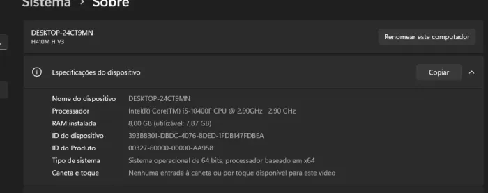 ? PC Gamer Completo i5 10ª Geração + 16GB RAM + Monitor (Para conserto) Descrição: