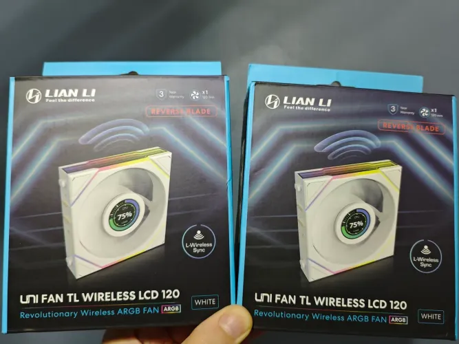 2x Cooler Fan Lian Li Uni Fan TL Wireless LCD Reverse Blade Branco 120mm PWM ARGB pc