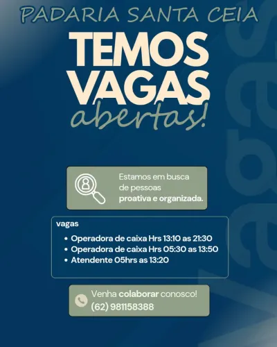 vaga de emprego padaria