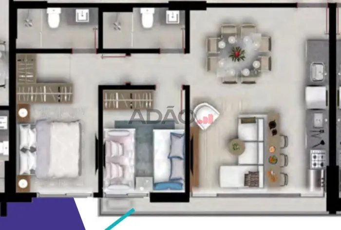 Apartamento 2 quartos 1 suíte 66,95m2 varanda balcão 1 vaga de garagem Lux Oeste Torre Sol