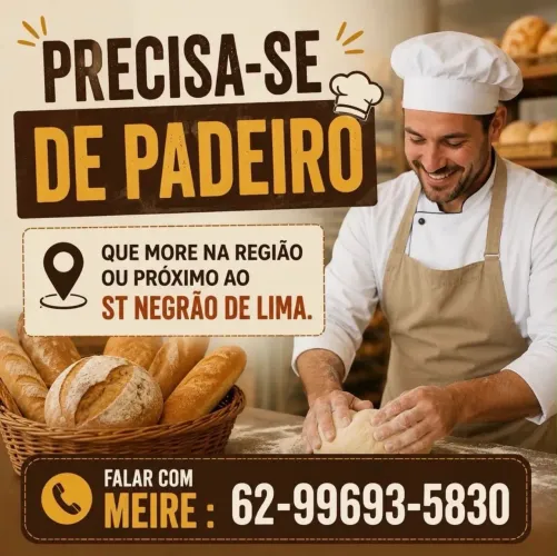 Precisa se de padeiro urgente