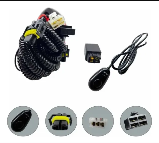 Kit chicote relê e botão milha universal de colar