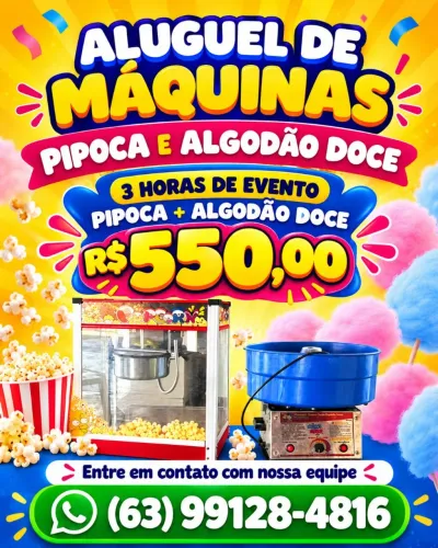 pula pula, algodão doce, pipoca, jogo de luz , máquina de bolha de sabão