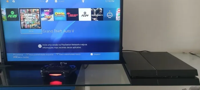 Playstation 4 + Diversos jogos GTA + Minecraft + Fifa 25 + Crash + Mortal + NFS + Mortal