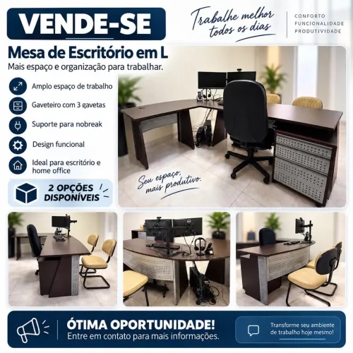 2 mesas de escritório em L
