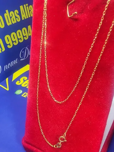 Cordão Colar Cadiadinho Ouro 18 Kilates Peso 1.00 Gramas 40 Cm 0.5 mm