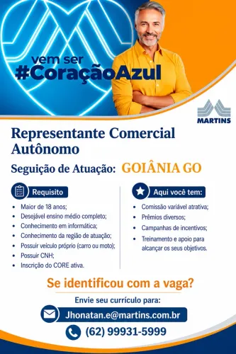 Vaga para Representante Comercial Autônomo