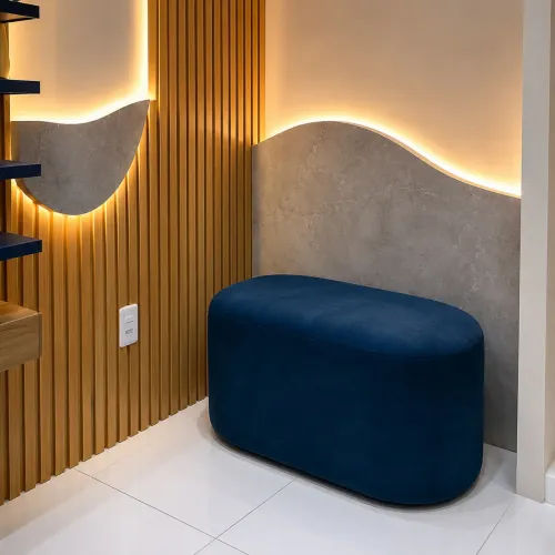 Banco Estofado Curvo Premium | Design Moderno | Sob Medida