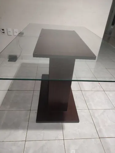 MESA DE JANTAR 6 LUGARES TAMPO DE VIDRO 