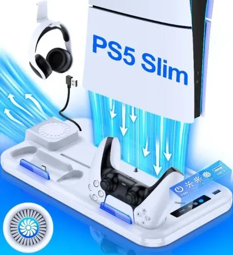 Cooler Turbo para Playstation 5 Slim, 3 Velocidades Fan 5000RPM Refrigeração Eficiente