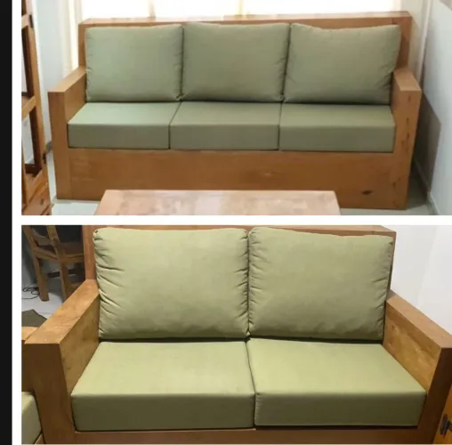 Conjunto de sofá em madeira
