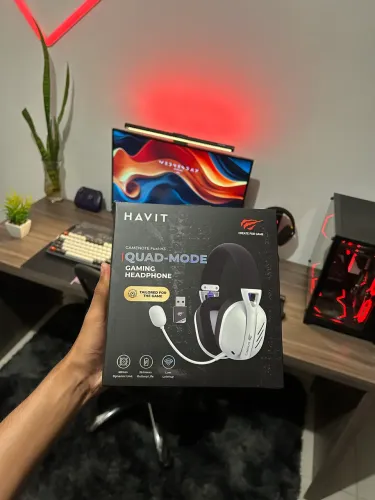 Headset Havit Fuxi H3 White Quad Mode- Novo Lacrado