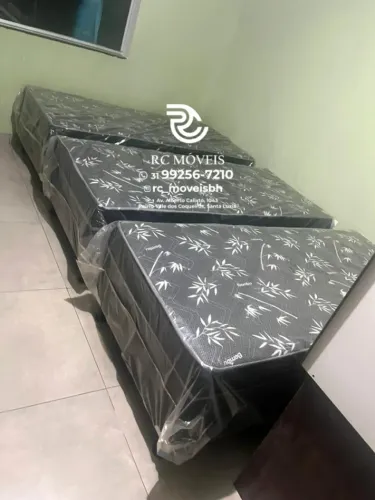 Cama box de solteiro 88x1.88 com Colchão D33 Acoplado Direto da Fábrica - Otimo Preco