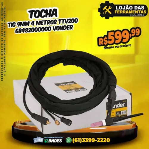 Tocha TIG 9mm 4 Metros TTV200  * Vonder