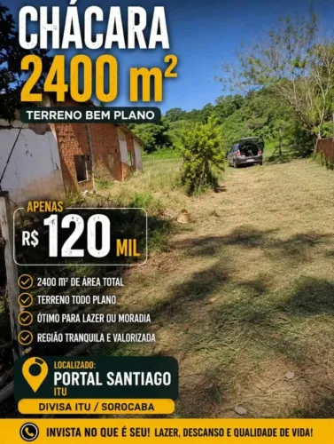 Chácara 2400m² Portal Santiago Itu Sorocaba