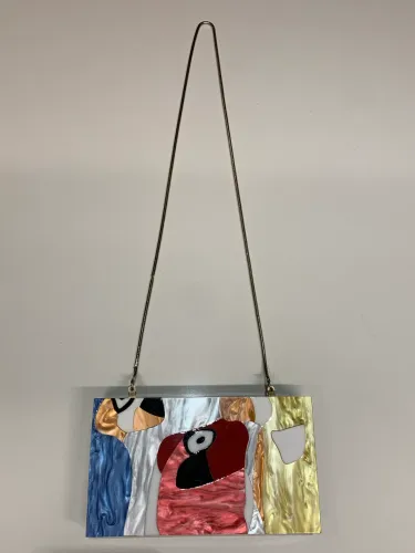 bolsa clutch zara rígida madrepérola multicolorido