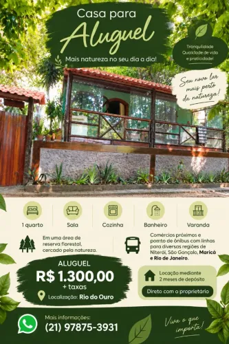 Casa 1 quarto com varanda em meio à natureza