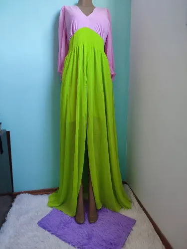 Vestido longo multicolorido