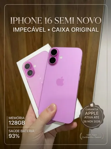 ? iPhone 16 Rosa 128GB (Seminovo com Garantia Apple)