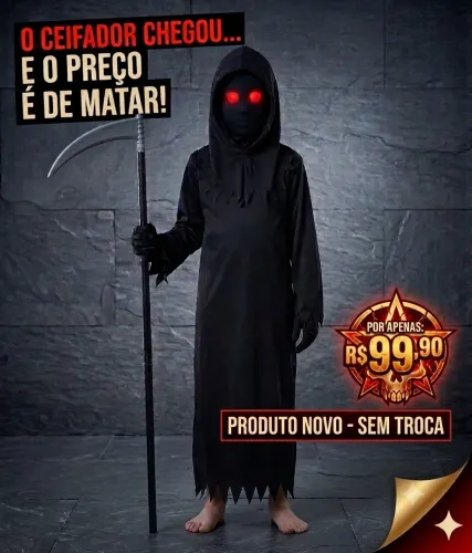 Fantasia morte com óculos luminoso