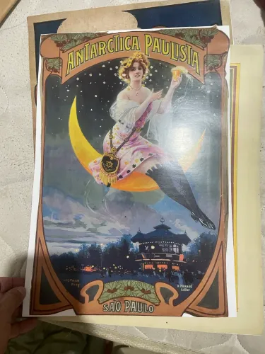 Cartaz vintage cerveja Antarctica Paulista - Decoração Vintage