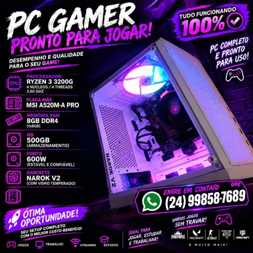 Pc gamer kit upgrade com monitor incluso