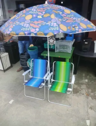 Kit Cadeiras de Praia + Guarda Sol (Pronta entrega)