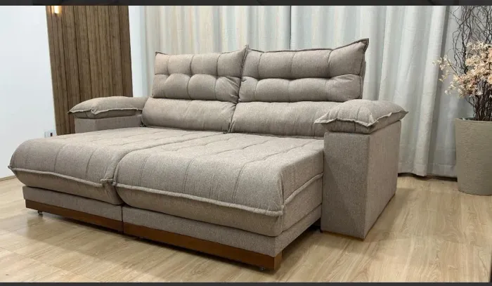 Sofá reclinável linho 30cm pilowtop