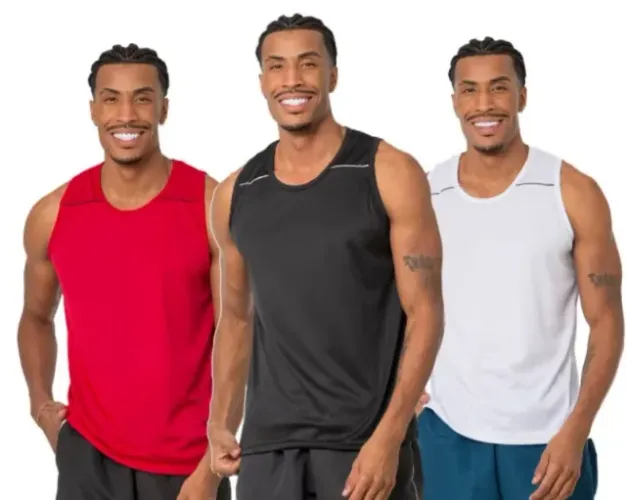 KIT COM 3 REGATA MASCULINA DRYFIT LISA LEVE CONFORTAVEL CAMISETA MASCULINA PARA ACADEMIA.