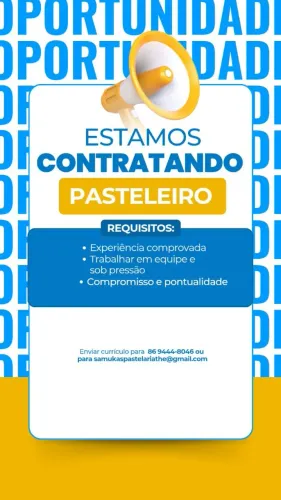 Contrata-se pasteleiro 
