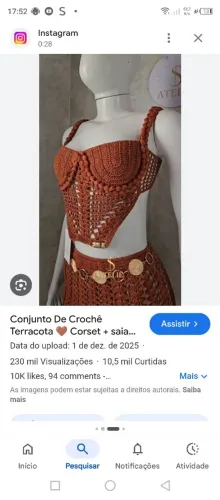 Croped plus size de crochê novo n 54