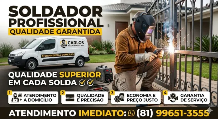 Serviço de solda a domicílio, qualidade garantia e econimia