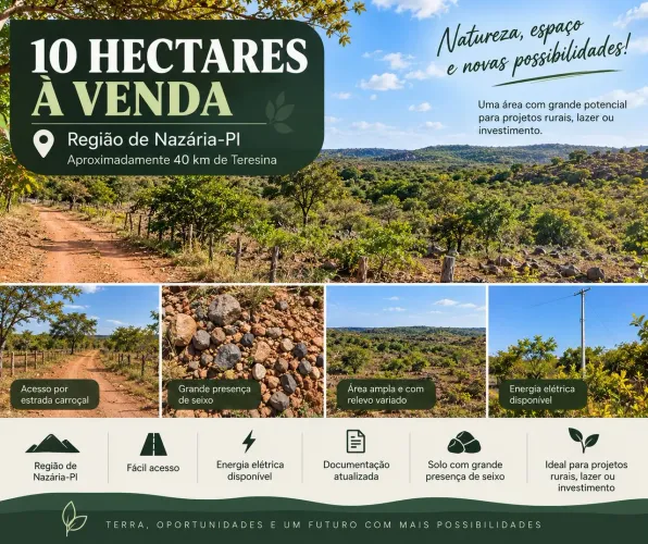10 HECTARES À VENDA EM NAZÁRIA-PI/ 40 KM DE TERESINA