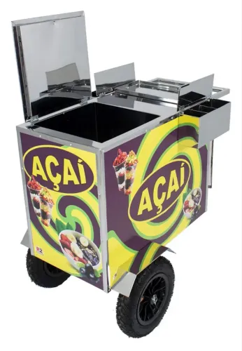 Carrinho De Açaí Para Areia E Rua Com Guarda Sol Adesivado