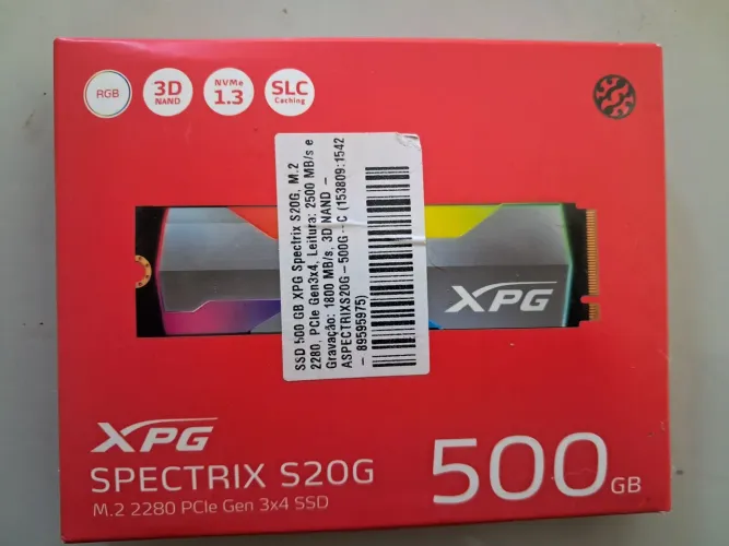 SSD XPG SPECTRIX S20G, RGB, 500GB, M.2, PCIe 3.0 NVM
