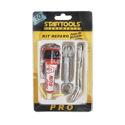 Kit ferramentas reparo remendo pneu de bicicleta bike com 10 peças