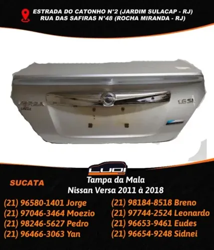 Tampa da Mala Nissan Versa 2011 à 2018