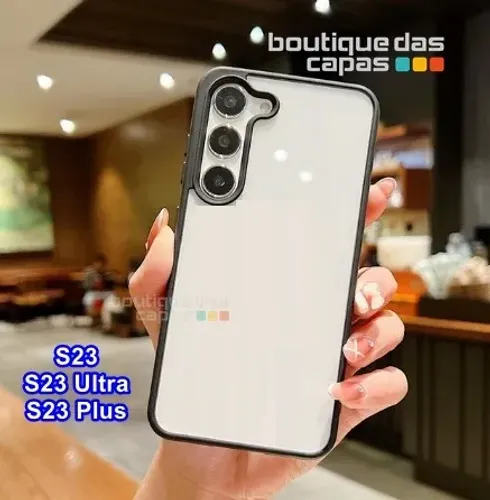 Capa luxo acrílico borda tpu samsung s23 s23 ultra s3 plus