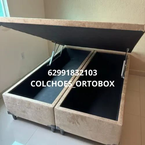 Box Baú Casal bi partido corino e suede revestimento