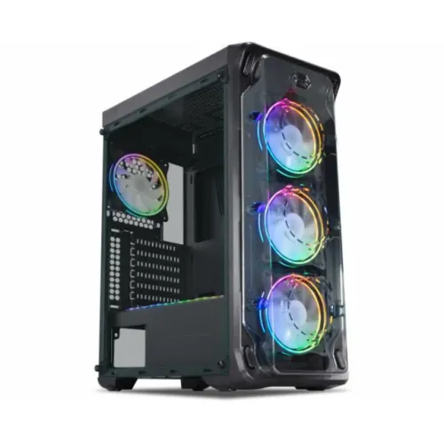 Gabinete Gamer K-Mex Dark Trooper Ritmico Black Com 3 Fans Led Rgb Fita Led Rgb - WZetta