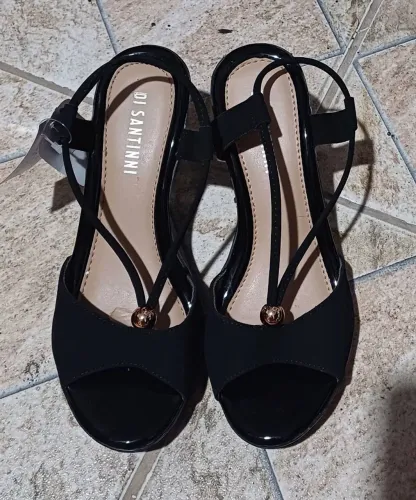 Sandália salto preta NOVA