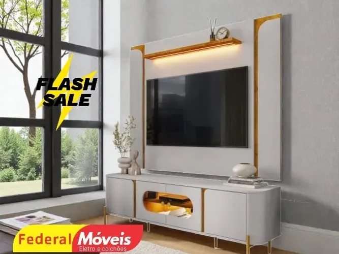 Rack e painel OFF WHITE com LED MAIS VENDIDO