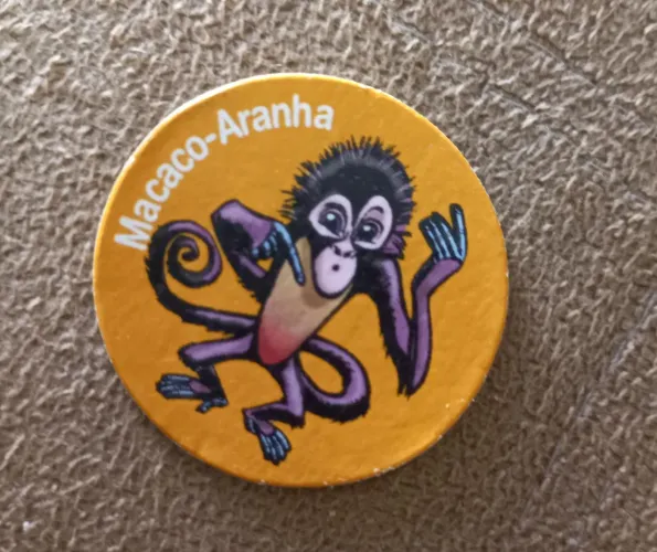 Tazo ping pong Macaco Aranha coleção animais em extinção Ficha tazo cards coleção raridde