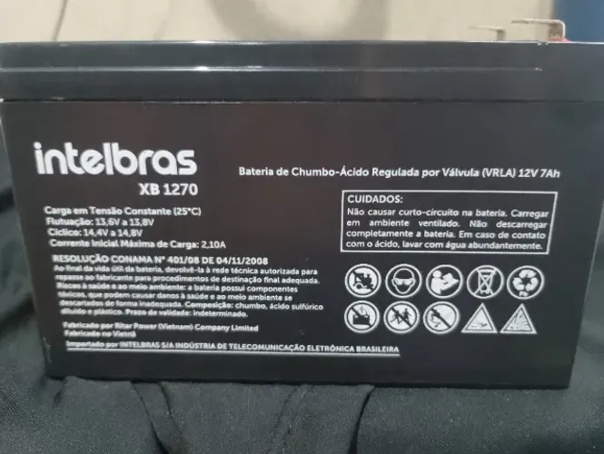 Bateria Selada VRLA 12V 7AH XB 1270 Preto Intelbras 60 dias de uso em nobreak