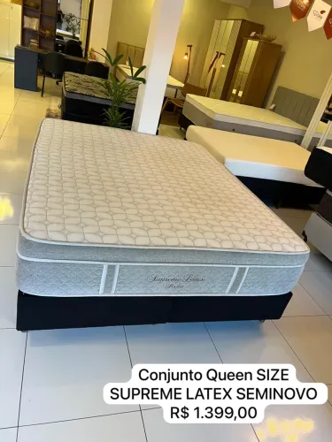 Cama Queen Size Supreme Látex seminovo - ENTREGAMOS